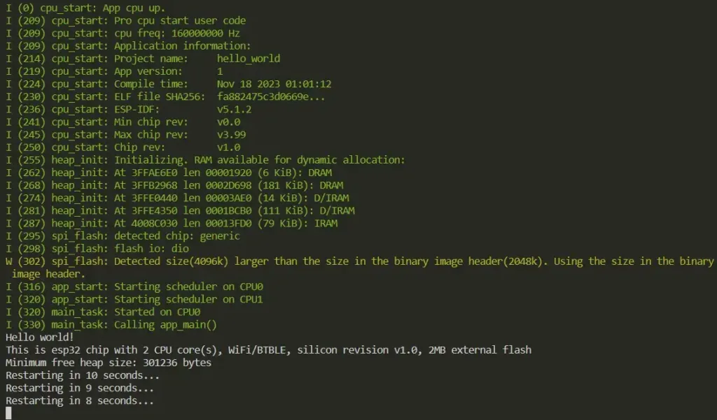 hello world output