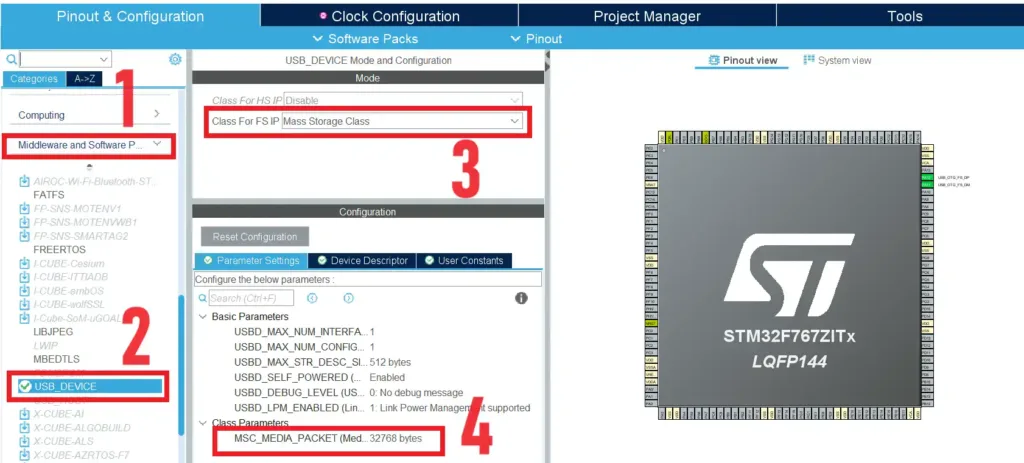 STM32 USB Device MSC using Internal Flash