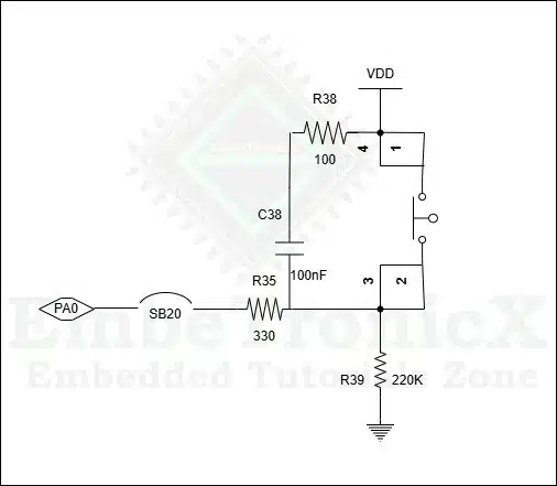 STM32F407 GPIO Tutorial - Push Button Schematic