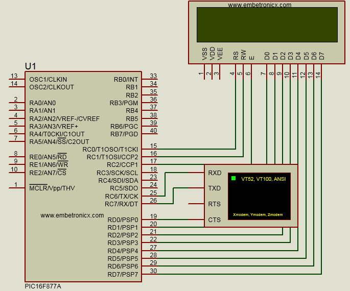 PIC16F877A Serial Interrupt Circuit
