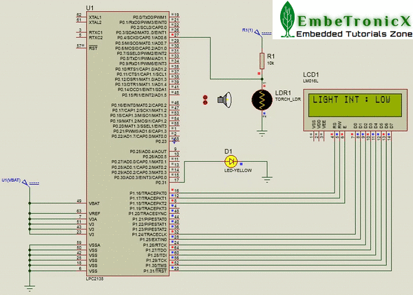 LDR Sensor Interfacing with LPC2148